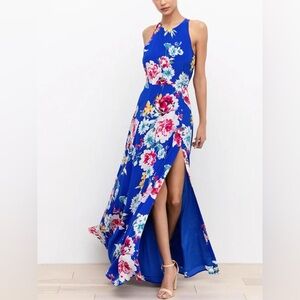 Yumi Kim Dream 100% Silk Floral Maxi Dress in Sweet Escape Royal Blue
